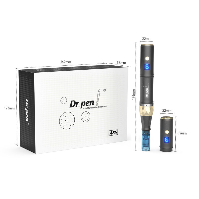 Dr pen A8s Dermapen noir 2023 Dermapen numérique sans fil 6 niveaux pour la tête