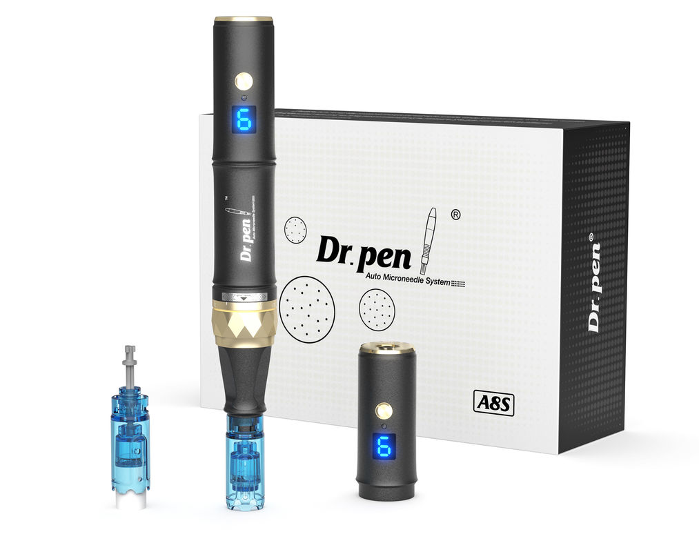 Dr pen A8s Dermapen noir 2023 Dermapen numérique sans fil 6 niveaux pour la tête