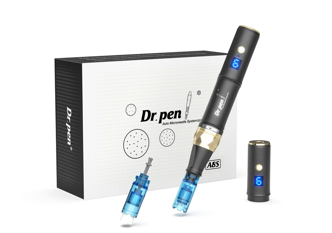 Dr pen A8s Dermapen noir 2023 Dermapen numérique sans fil 6 niveaux pour la tête