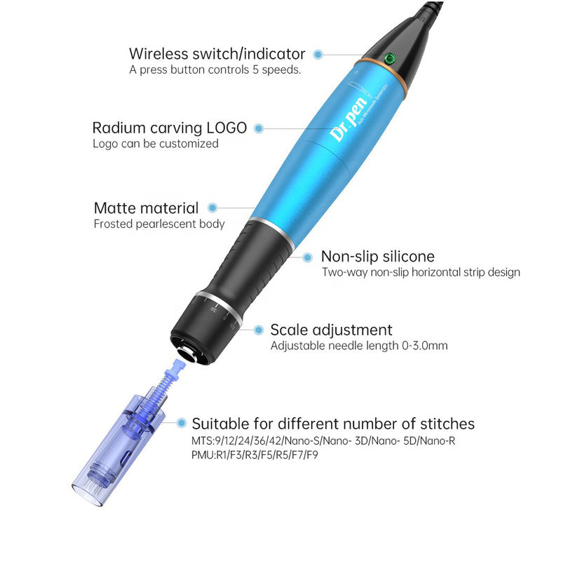 Longueur d' aiguille réglable 1,0 mm Dr pen A1c A1w Dermapen électrique pour le traitement de blanchiment