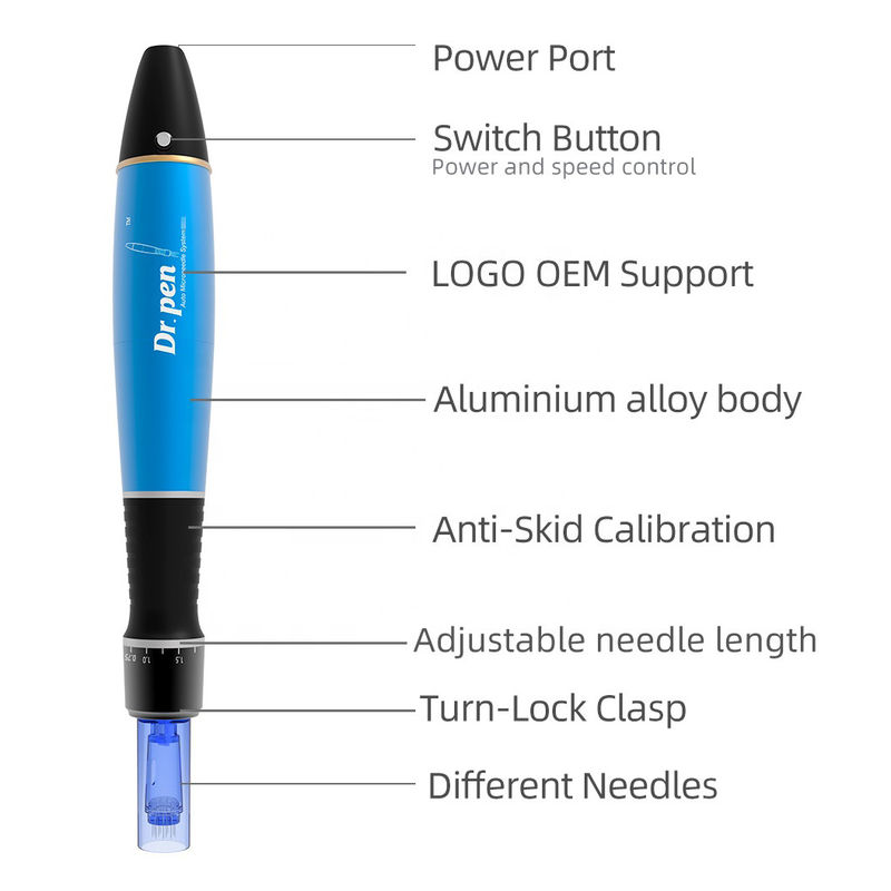 400mAh Pièce de plume A1W électrique multifonctionnelle lumineuse à micro-aiguille sans fil