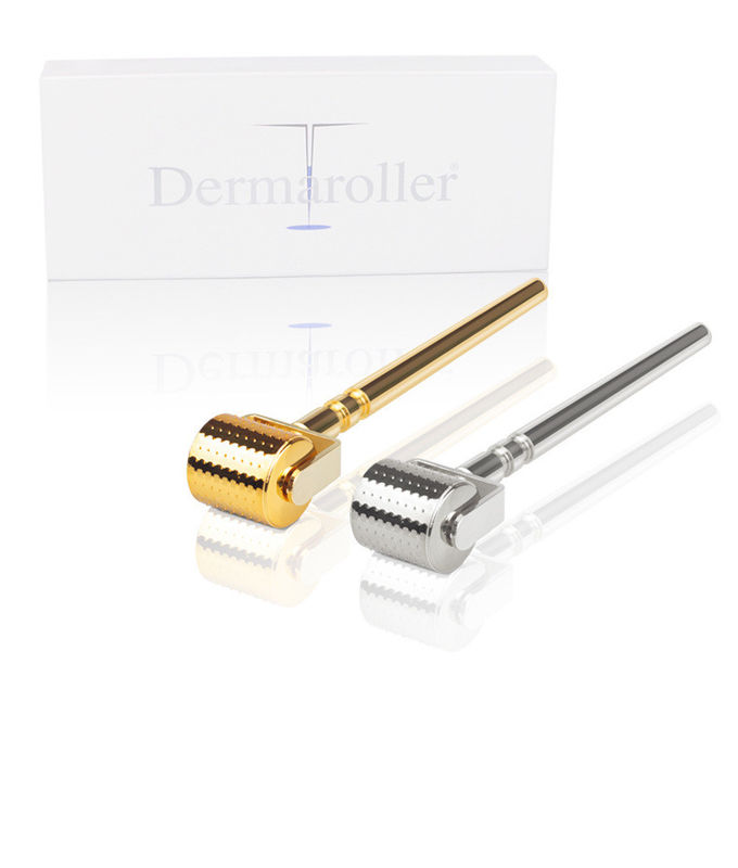 Derma Roller en or et argent avec 192 aiguilles de titane pour la barbe