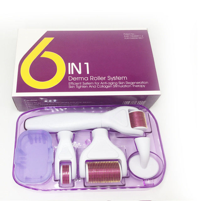Système de laminage Derma et matériau de l' aiguille en acier inoxydable / titane 6 en 1 Derma Roller