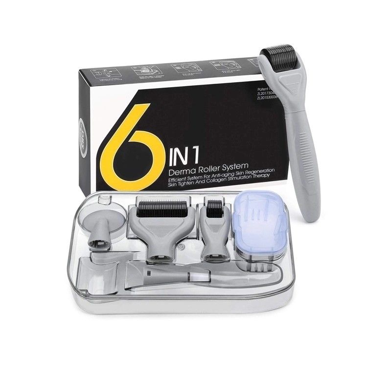 Système de laminage Derma et matériau de l' aiguille en acier inoxydable / titane 6 en 1 Derma Roller
