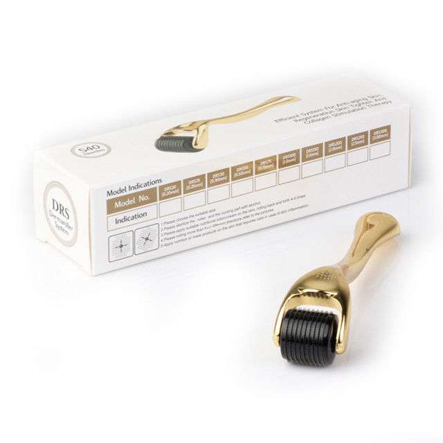 Accueil NO Plugs Type Derma Roller à 540 broches avec poignées de couleur dorée